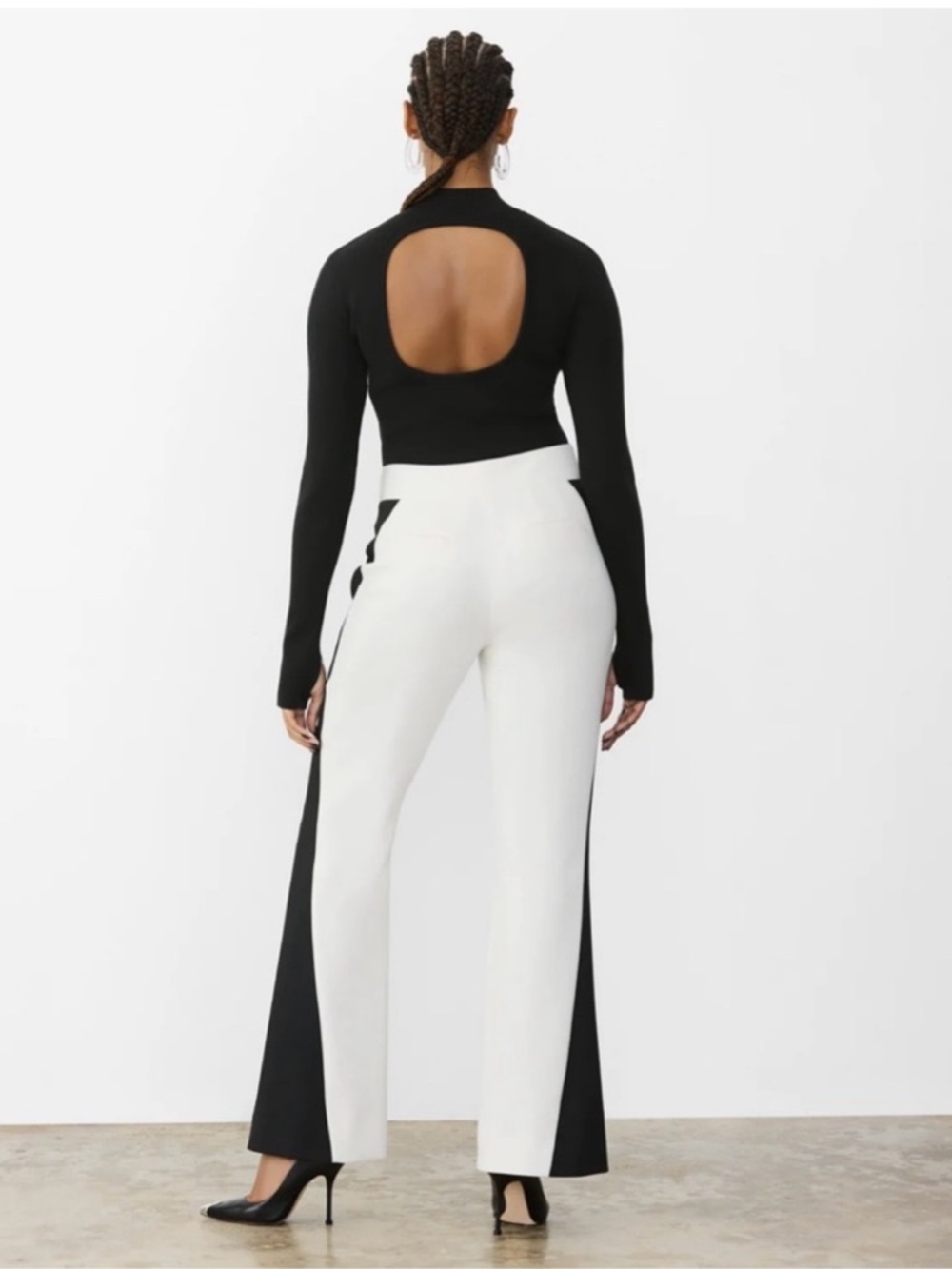 GSTQ Downtown Colorblock Flare Pant in Black/Ivory Size 4 - Picture 5 of 10